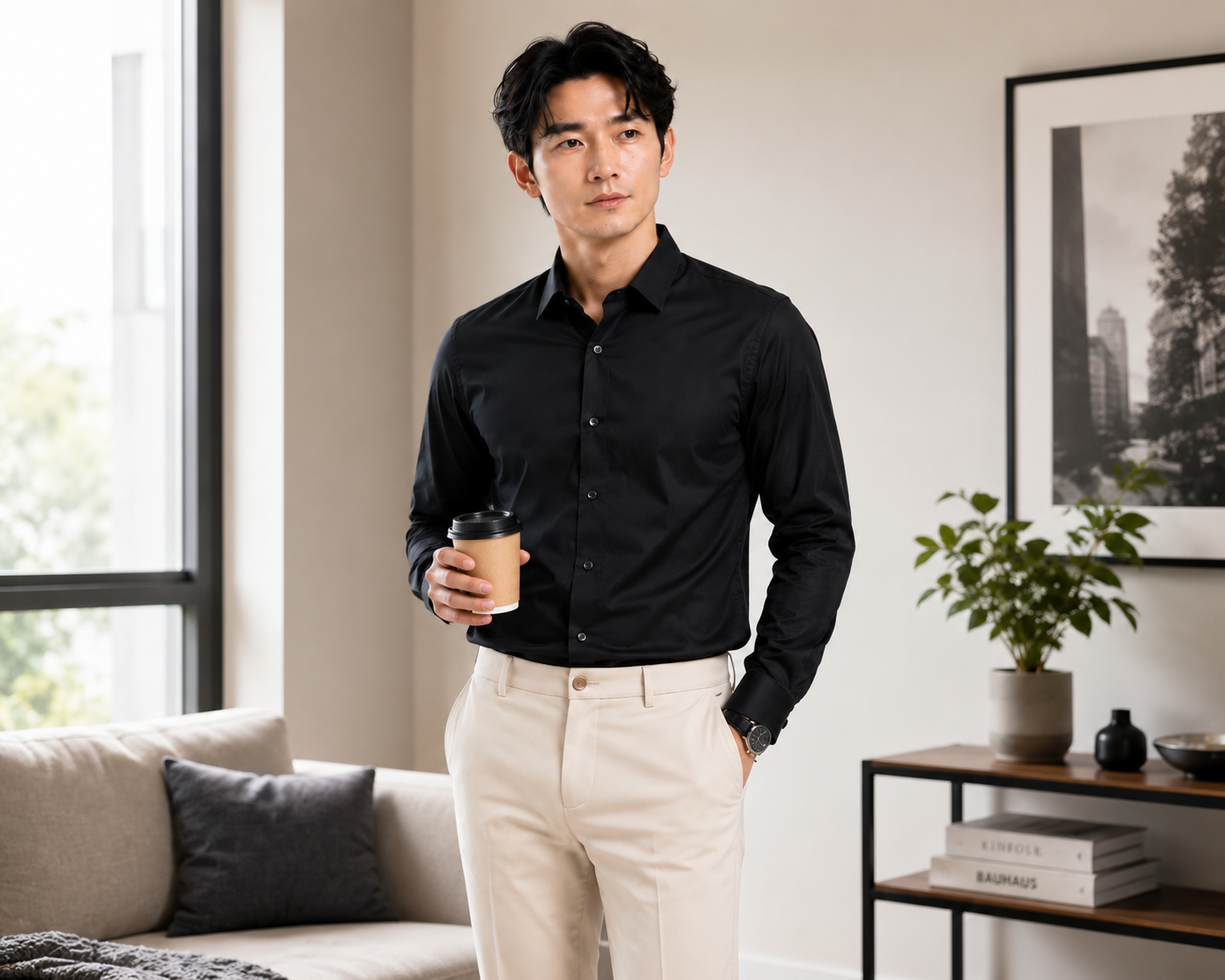 Royale Fashion Men's Premium Slim Fit Formal Shirt | Full Sleeve | Wrinkle-Resistant | Soft & Breathable TR Cotton | Office & Casual Wear | Black Image 