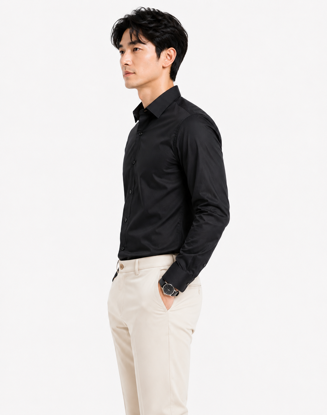 Royale Fashion Men's Premium Slim Fit Formal Shirt | Full Sleeve | Wrinkle-Resistant | Soft & Breathable TR Cotton | Office & Casual Wear | Black Image 
