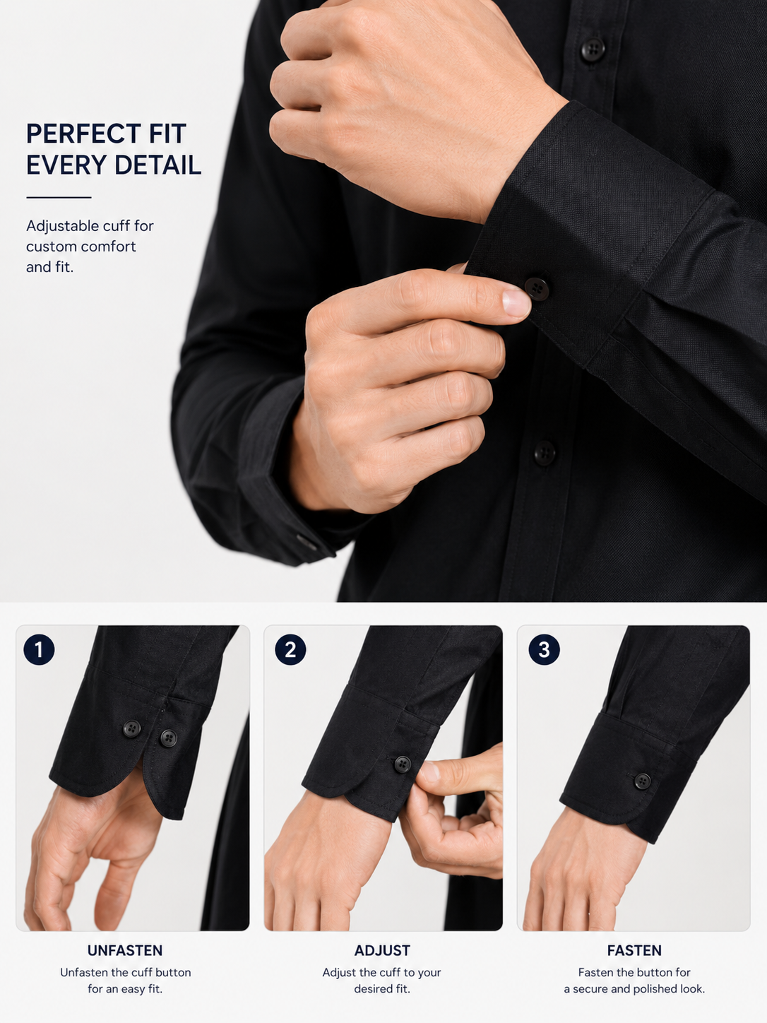 Royale Fashion Men's Premium Slim Fit Formal Shirt | Full Sleeve | Wrinkle-Resistant | Soft & Breathable TR Cotton | Office & Casual Wear | Black Image 