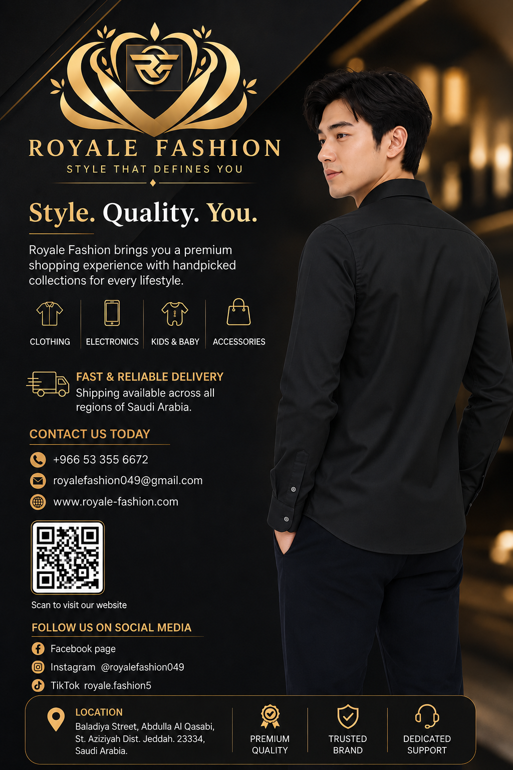 Royale Fashion Men's Premium Slim Fit Formal Shirt | Full Sleeve | Wrinkle-Resistant | Soft & Breathable TR Cotton | Office & Casual Wear | Black Image 