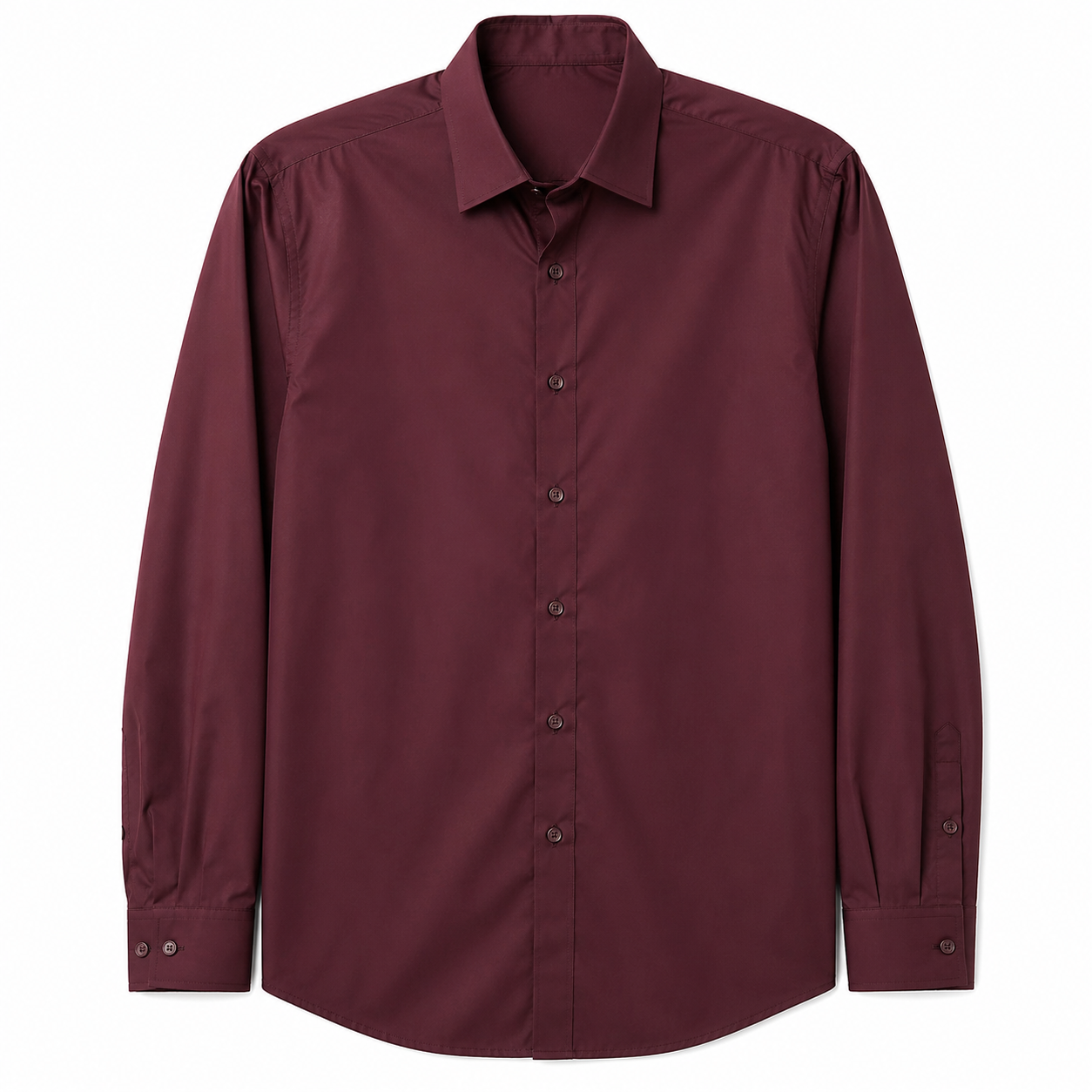 Royale Fashion Men's Premium Maroon Solid Formal Shirt | Full Sleeve | Classic Collar | Regular Fit | Cotton Blend | Office & Casual Wear Image 