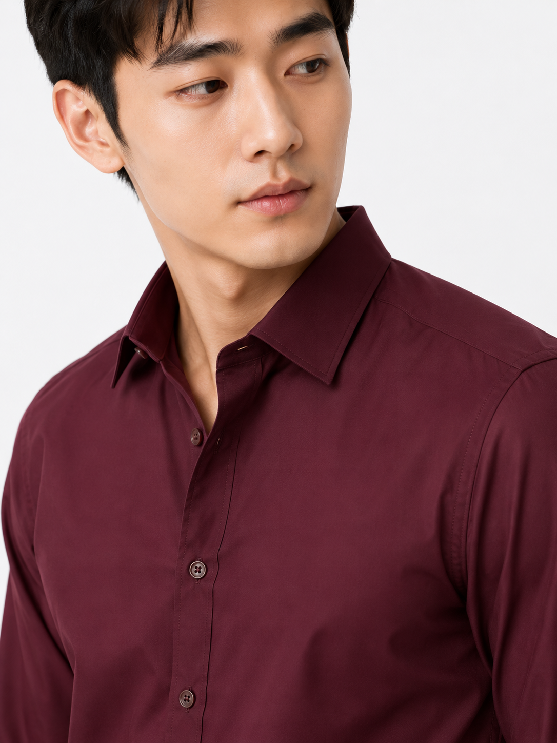 Royale Fashion Men's Premium Maroon Solid Formal Shirt | Full Sleeve | Classic Collar | Regular Fit | Cotton Blend | Office & Casual Wear Image 