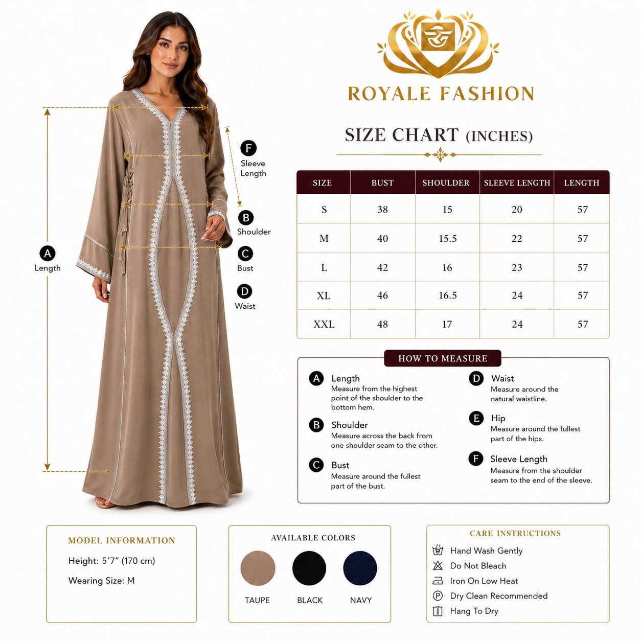 Royale Fashion Women's Luxury Crystal Stone Embroidered Abaya, Premium Kaftan Dress with Rhinestone, Mirror Work, Lace Embroidery, Long Sleeve Modest Maxi Dress for Eid, Ramadan & Special Occasions, Taupe Image 