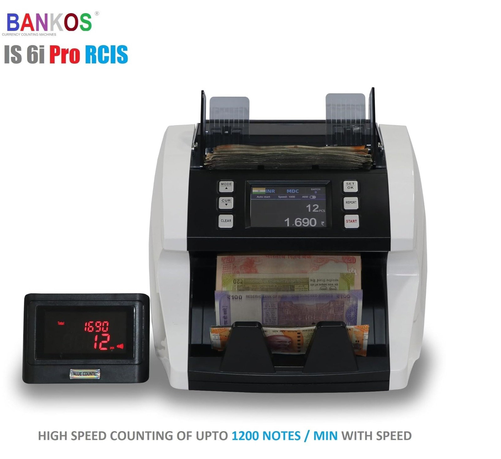 Bankos IS 6i PRO CIS MIX VALUE Note Counting Machine with Counterfeit Notes Detection Image 