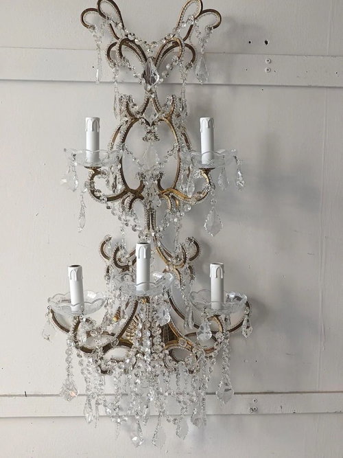 Handcrafted Crystal Italian Wall Sconce Light set of 2 Image