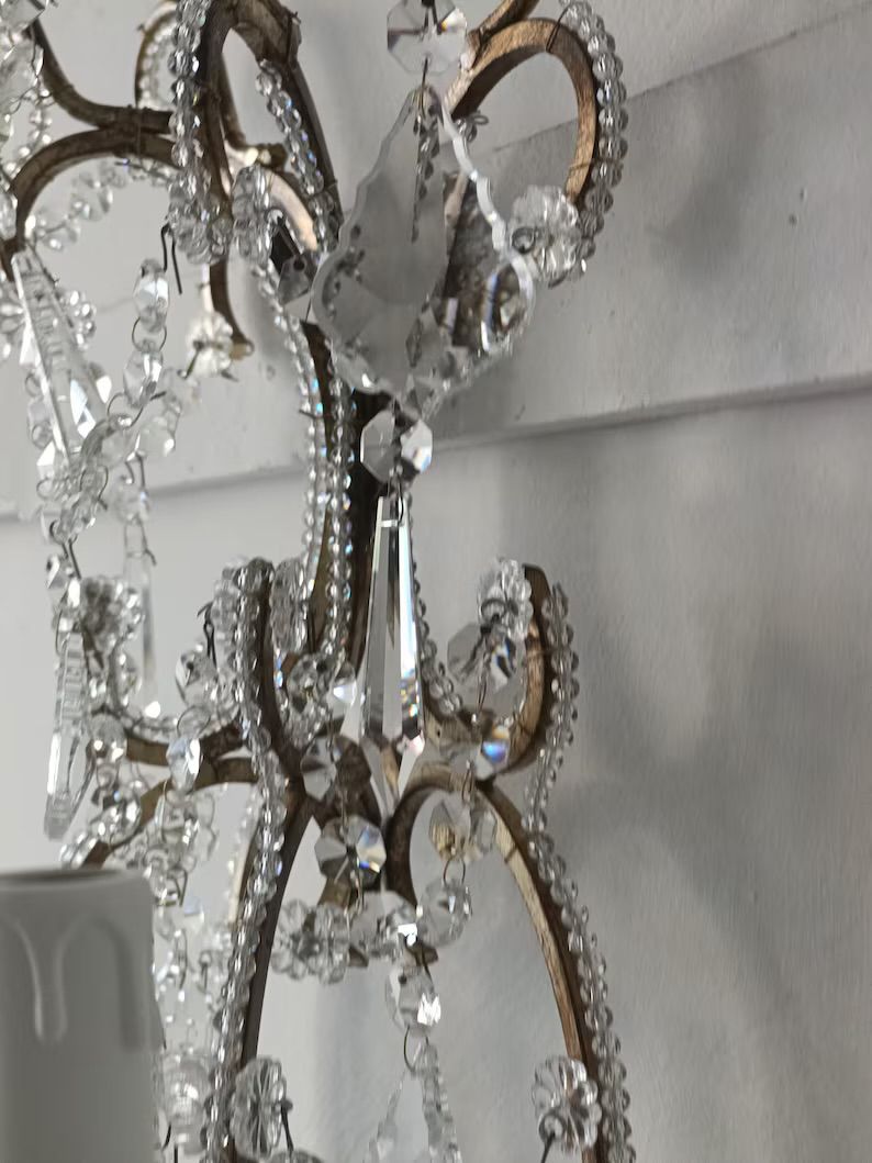Handcrafted Crystal Italian Wall Sconce Light set of 2