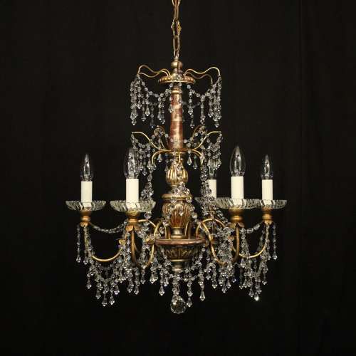 Ornate Italian-Style Crystal Chandelier with Silver Gilt Finish Image 