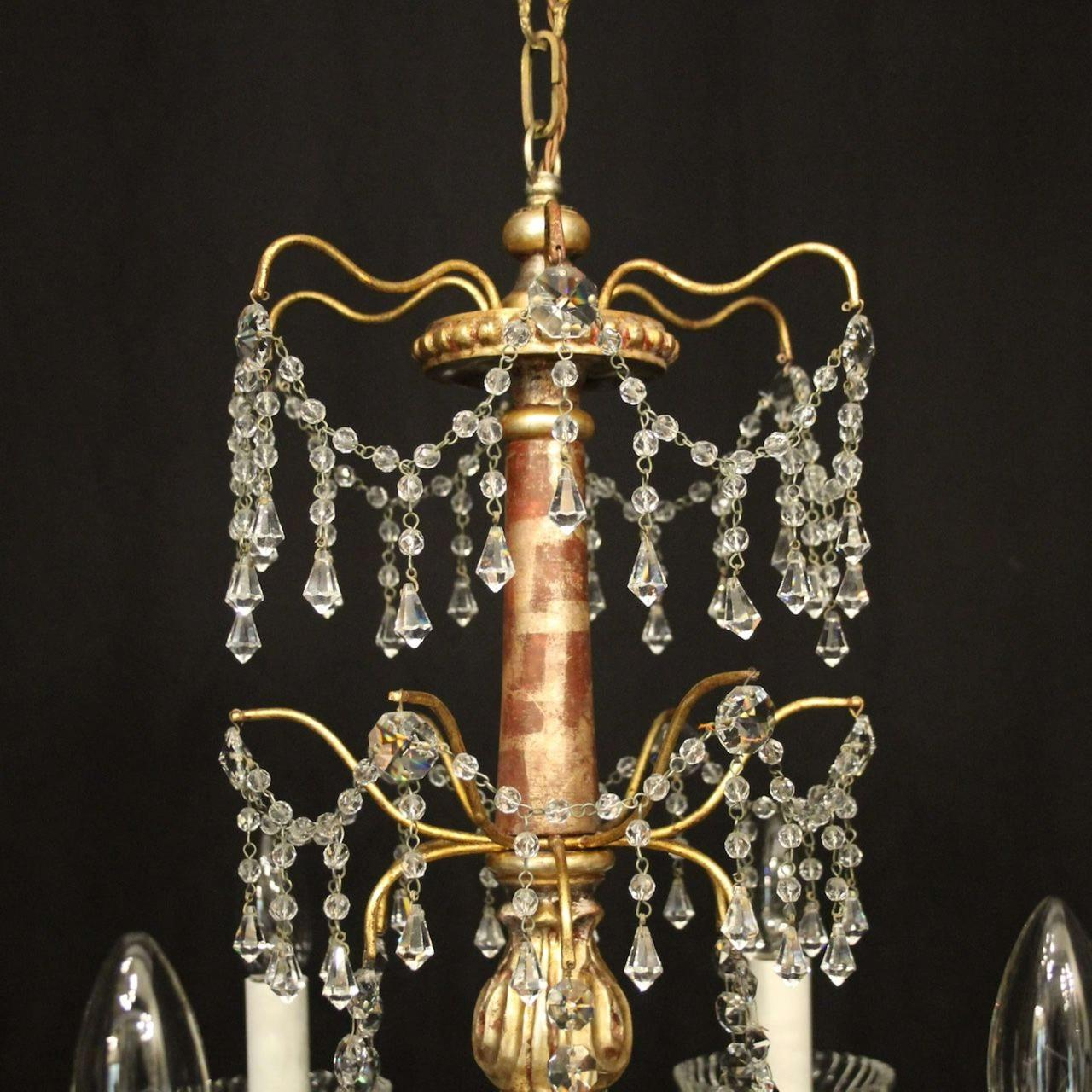 Ornate Italian-Style Crystal Chandelier with Silver Gilt Finish Image 