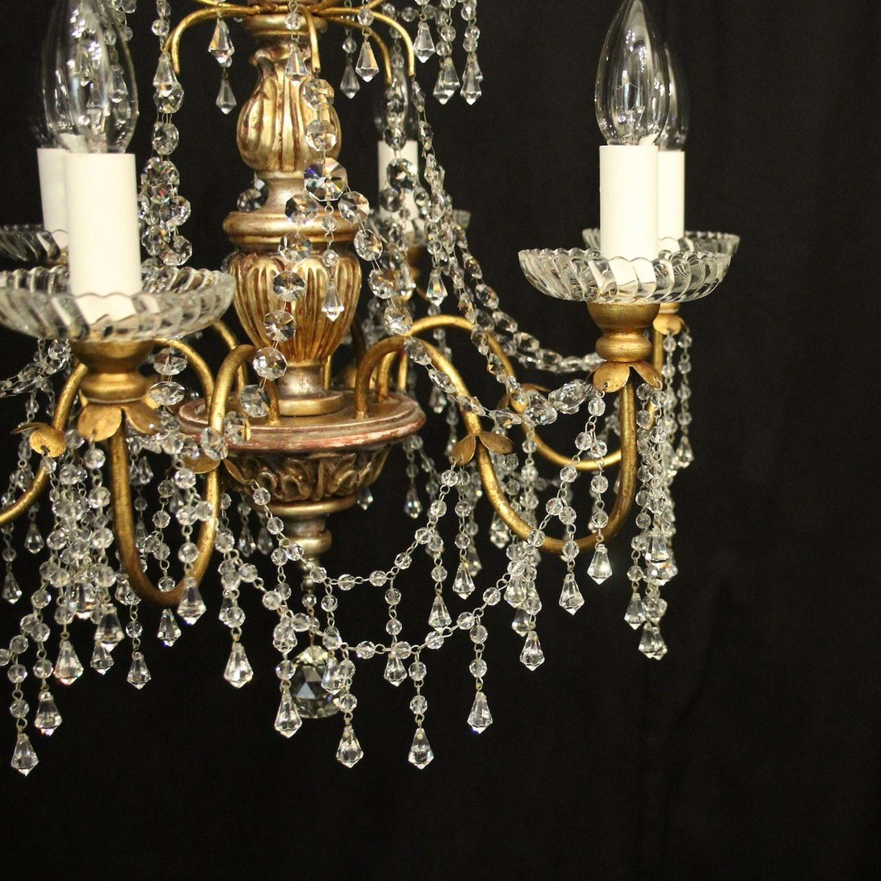 Ornate Italian-Style Crystal Chandelier with Silver Gilt Finish Image 