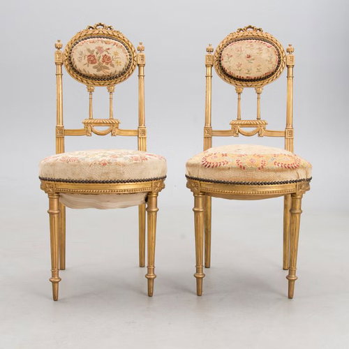 Early 1900s Neoclassical Chair (Single Piece) – Bronzed Louis XVI Style