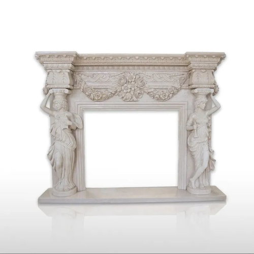 Egyptian Figurines Marble Fireplace Mantel