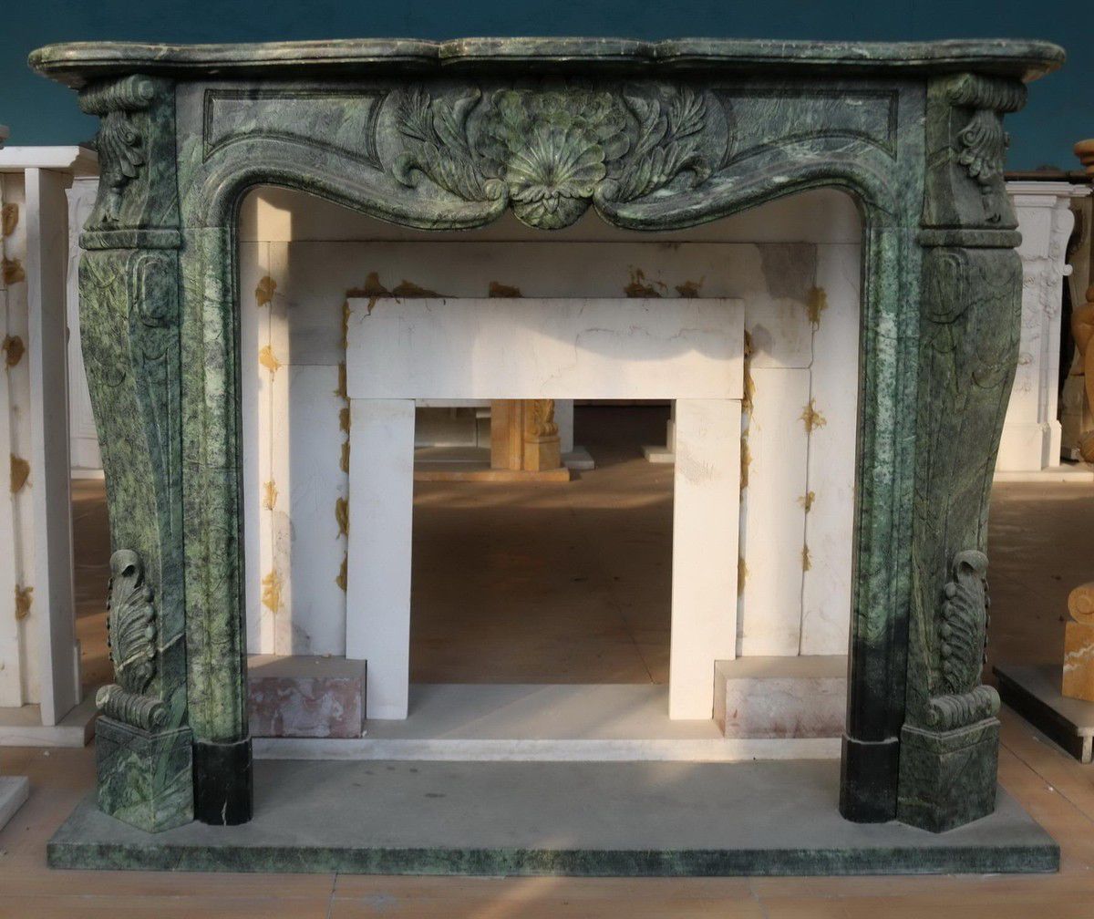 Bidasar Green Marble Fireplace Mantel Image