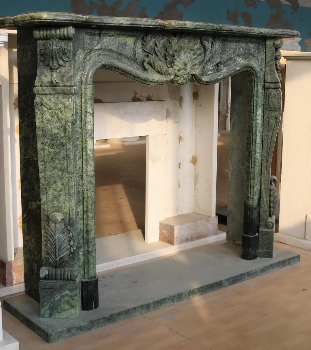Bidasar Green Marble Fireplace Mantel