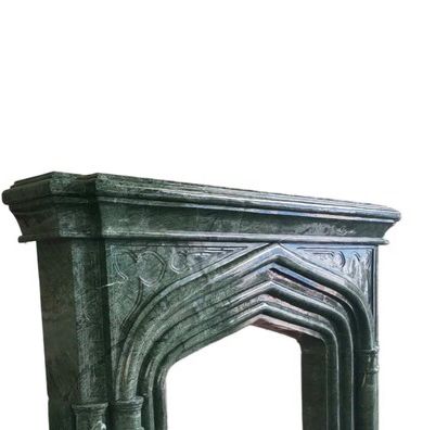 Bidasar Green Marble Fireplace Mantel – Grand Architectural Design Image 