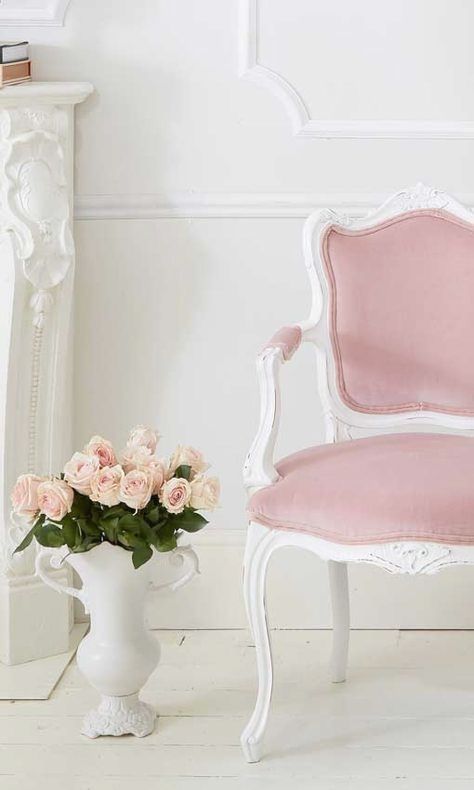 Louis XV Floral Arm Chair – Antique White Finish (Single Piece)