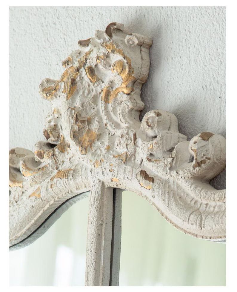 Rustic White French Floor Mirror – Antique Style Full Length