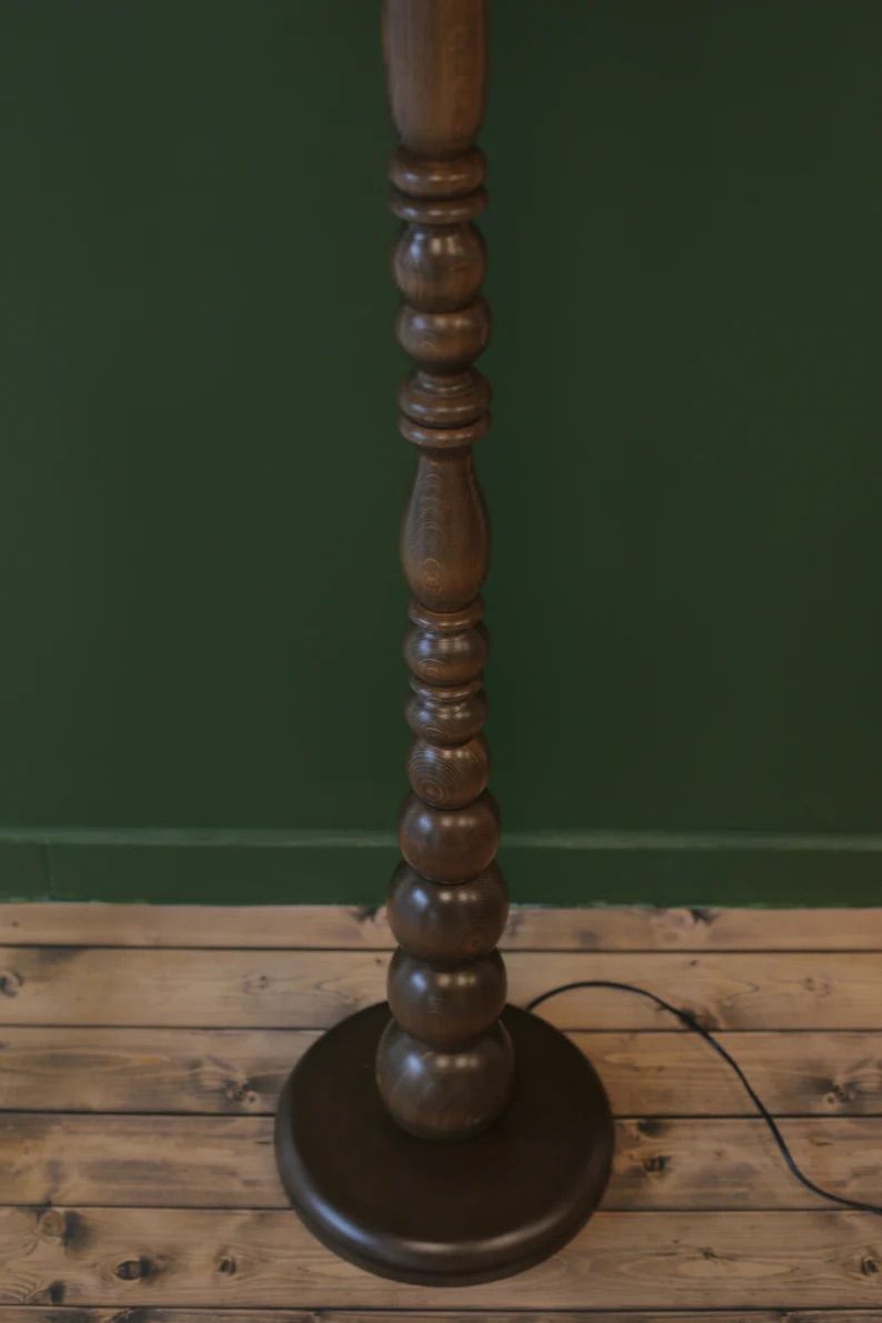 Handcrafted Walnut Wood Floor Lamp – Mid-Century Modern Standard Lamp Image 
