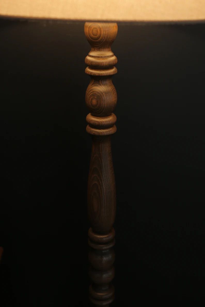 Handcrafted Walnut Wood Floor Lamp – Mid-Century Modern Standard Lamp Image 