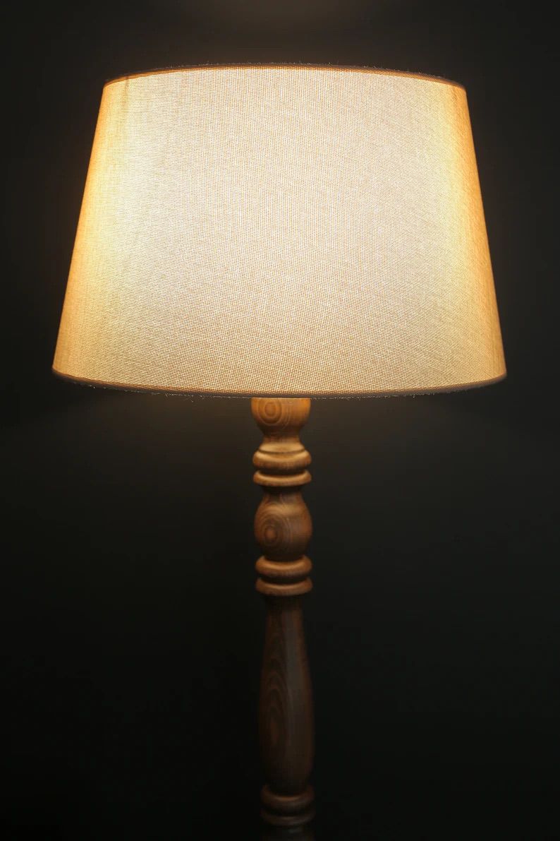 Handcrafted Walnut Wood Floor Lamp – Mid-Century Modern Standard Lamp Image 