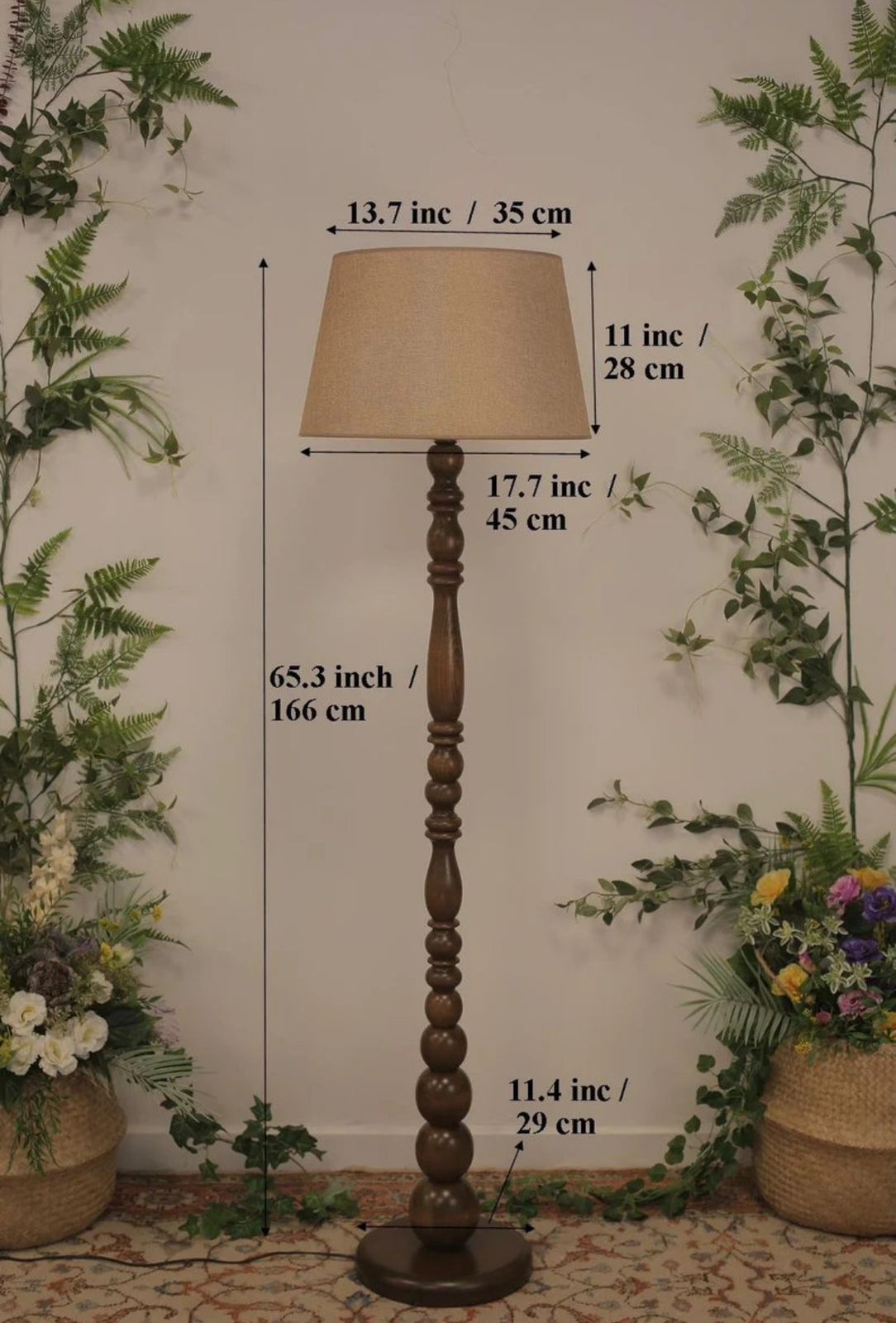 Handcrafted Walnut Wood Floor Lamp – Mid-Century Modern Standard Lamp