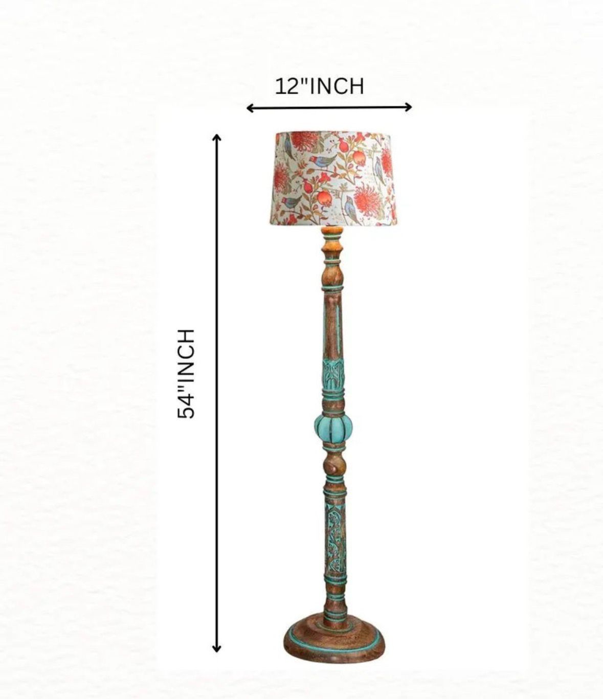 Wooden Shelf Floor Lamp with Fabric Shade – Modern Multi-Functional Standing Lamp Image 
