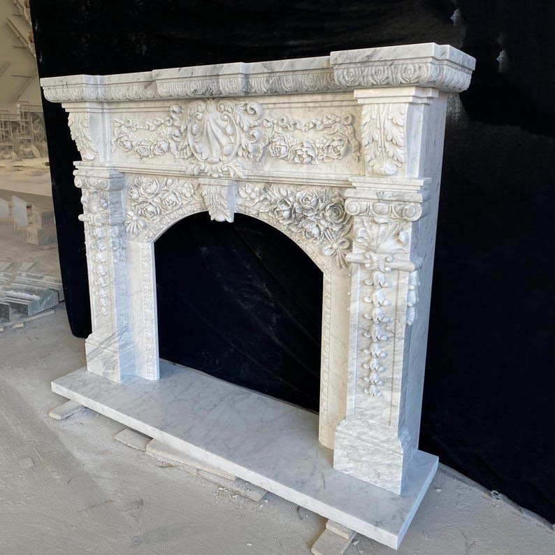 European Treasure Marble Fireplace Mantel Image 