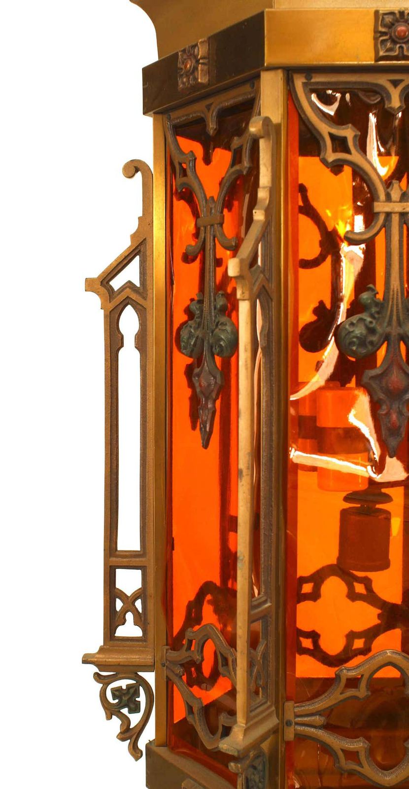 English Gothic Revival Bronze Hanging Lantern Image 