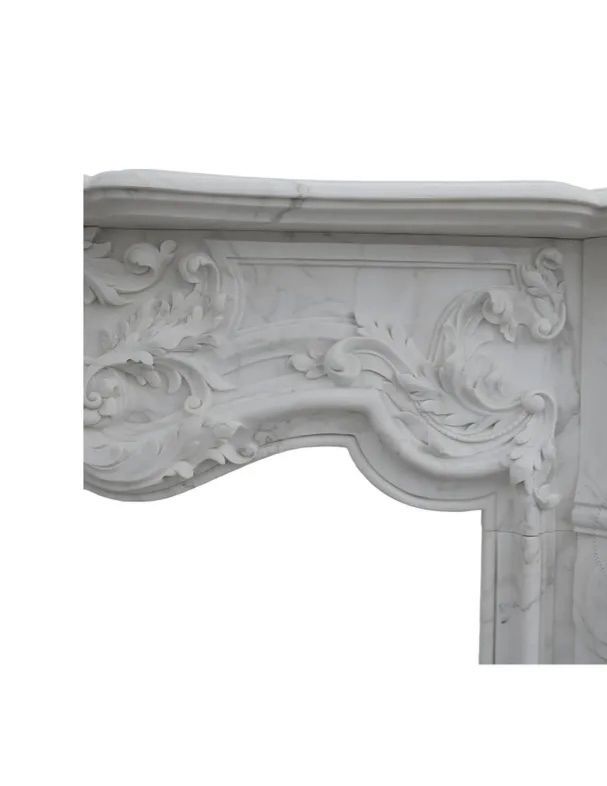 Pure White Moon Fireplace – Hand-Carved Makrana Marble Mantel Image 