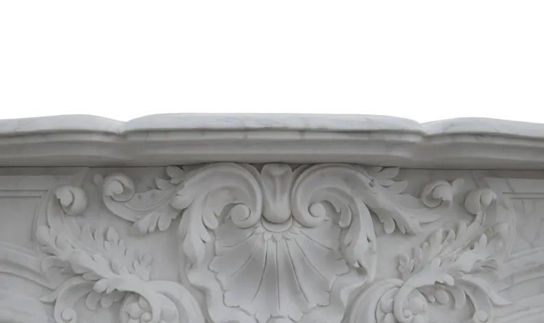 Pure White Moon Fireplace – Hand-Carved Makrana Marble Mantel Image 