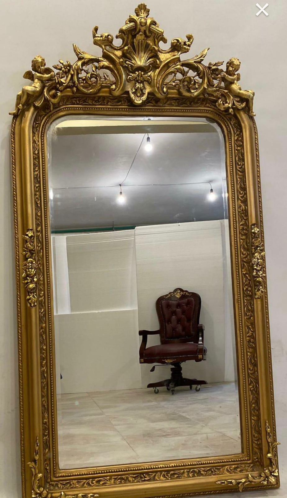 Baroque Gold Antique French Mirror – Handcrafted Teak Wood Statement Piece