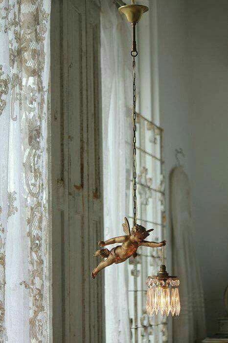 French Angel Chandelier Light Luxury Brass Crystal Decoration Hanging
