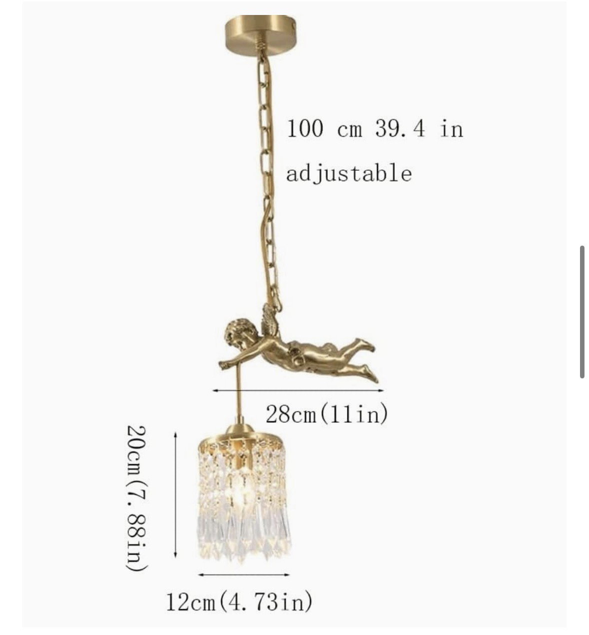 French Angel Chandelier Light Luxury Brass Crystal Decoration Hanging Image 