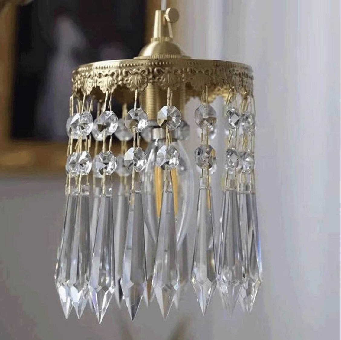 French Angel Chandelier Light Luxury Brass Crystal Decoration Hanging Image 