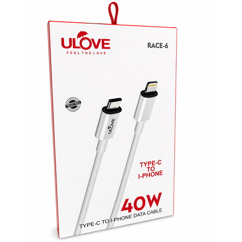 ULOVE Type-C to Lightning Fast Charging Cable (40W Max, RACE-6) – High-Speed Data Sync & Durable iPhone Cable Image