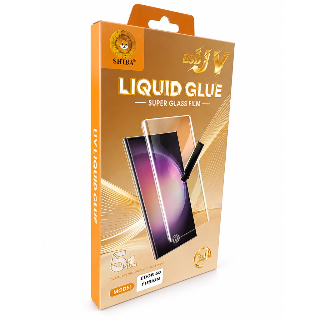 SHIBA UV Liquid Glue Tempered Glass Screen Protector (Motorola Edge 50 Fusion) | 5-in-1 Curved Screen Protection | Bubble-Free Installation | Fingerprint Compatible Image 