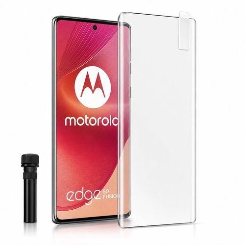SHIBA UV Liquid Glue Tempered Glass Screen Protector (Motorola Edge 50 Fusion) | 5-in-1 Curved Screen Protection | Bubble-Free Installation | Fingerprint Compatible
