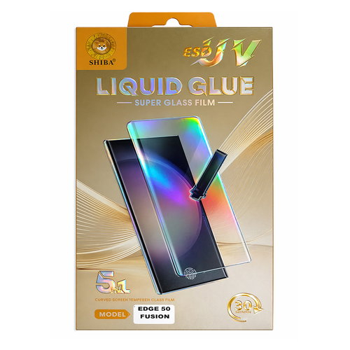 SHIBA UV Liquid Glue Tempered Glass Screen Protector (Motorola Edge 50 Fusion) | 5-in-1 Curved Screen Protection | Bubble-Free Installation | Fingerprint Compatible Image
