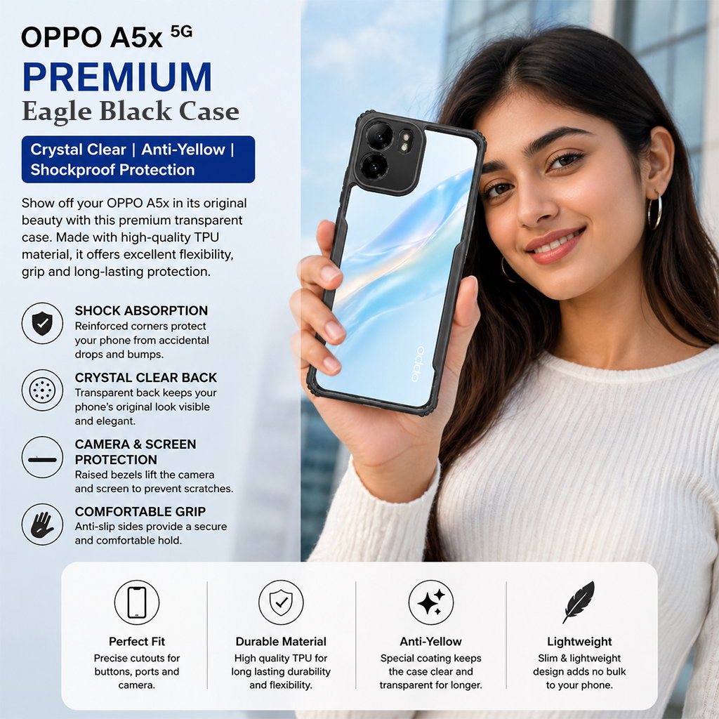 Black Eagle  Back Cover for Oppo A5X 4G / Oppo A5X 5G | Slim Fit Hard Case Shockproof Designer Mobile Cover Image 