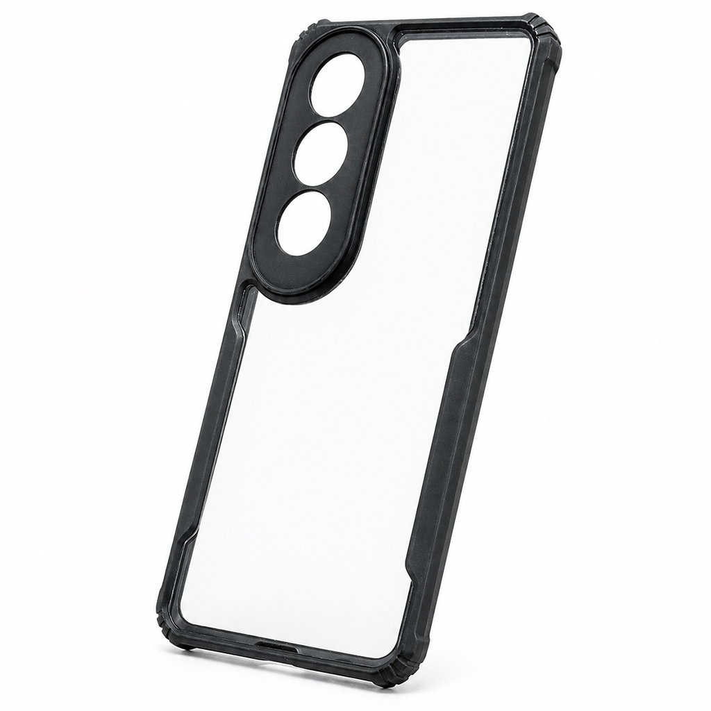 Oppo K12X 5G / A3X 5G Black Eagle Cover | Transparent Back Case with Shockproof Black Edges | Anti-Yellow Hard Back | Slim Fit | Camera Protection Case Image 