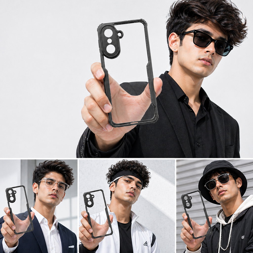 One Plus Nord CE5 5G / One Plus Ace 5 Racing 5G Black Eagle Cover | Transparent Back Case with Shockproof Black Edges | Anti-Yellow Hard Back | Slim Fit | Camera Protection Case Image 