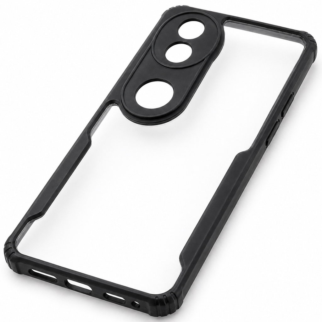 Vivo V50 / V50E & iQOO Z10R 5G / T4R 5G Black Eagle Cover | Transparent Back Case with Shockproof Black Edges | Anti-Yellow Hard Back | Slim Fit | Camera Protection Case Image 