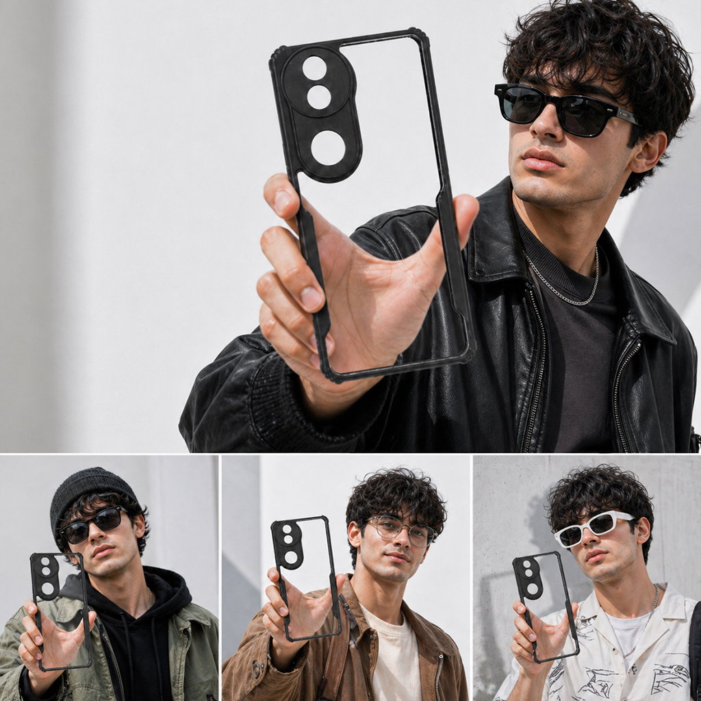 Vivo V50 / V50E & iQOO Z10R 5G / T4R 5G Black Eagle Cover | Transparent Back Case with Shockproof Black Edges | Anti-Yellow Hard Back | Slim Fit | Camera Protection Case Image 