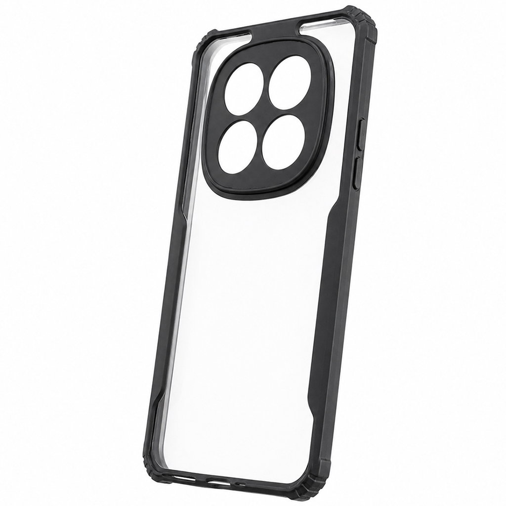 Redmi Note 14 Pro 5G / Poco X7 5G Black Eagle Cover | Transparent Back Case with Shockproof Black Edges | Anti-Yellow Hard Back | Slim Fit | Camera Protection Case Image 