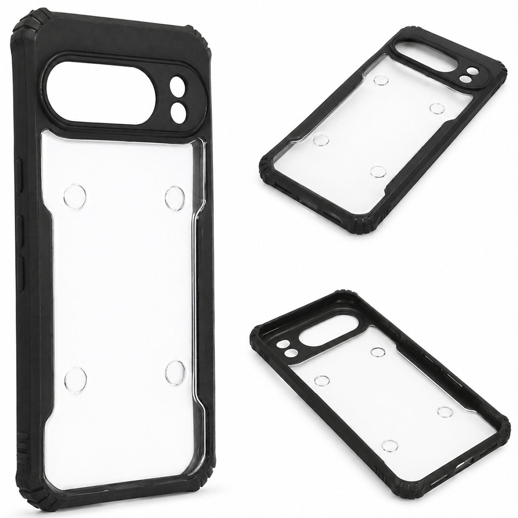 Google Pixel 9 Pro 5G Black Eagle Cover | Transparent Back Case with Shockproof Black Edges | Anti-Yellow Hard Back | Slim Fit | Camera Protection Case Image 
