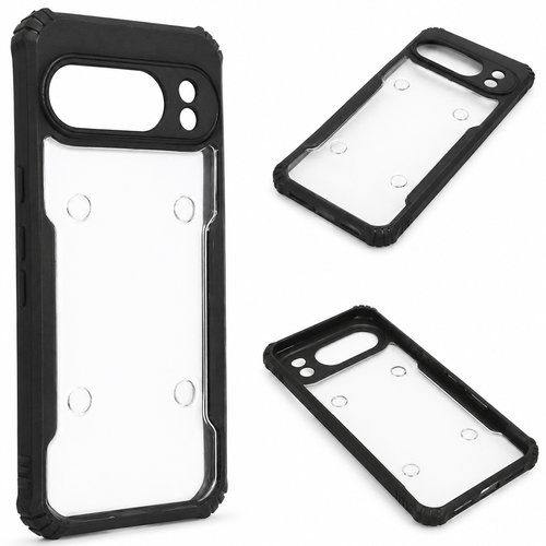 Google Pixel 9 Pro 5G Black Eagle Cover | Transparent Back Case with Shockproof Black Edges | Anti-Yellow Hard Back | Slim Fit | Camera Protection Case