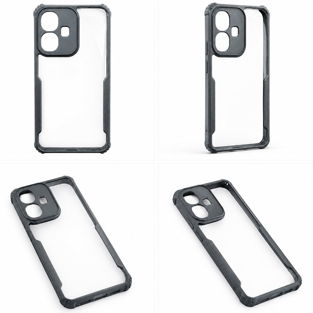 Infinix Smart 10 5G & X6725 5G Back Cover | Black Eagle Series Transparent Back Case | Shockproof Bumper | Scratch Resistant | Slim & Stylish Protective Case Image 