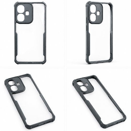 Infinix Smart 10 5G & X6725 5G Back Cover | Black Eagle Series Transparent Back Case | Shockproof Bumper | Scratch Resistant | Slim & Stylish Protective Case
