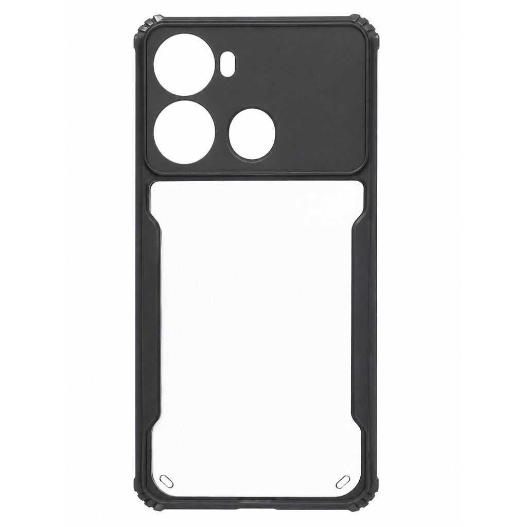 Itel P40 4G Back Cover | Black Eagle Series Transparent Case | Shockproof Bumper | Scratch Resistant Clear Back | Slim & Stylish Protective Mobile Cover Image