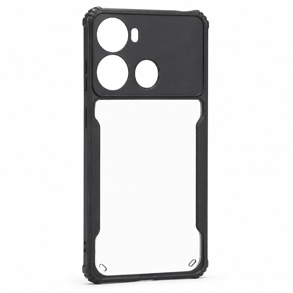 Itel P40 4G Back Cover | Black Eagle Series Transparent Case | Shockproof Bumper | Scratch Resistant Clear Back | Slim & Stylish Protective Mobile Cover Image 