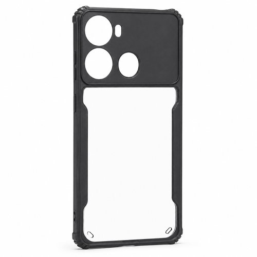 Itel P40 4G Back Cover | Black Eagle Series Transparent Case | Shockproof Bumper | Scratch Resistant Clear Back | Slim & Stylish Protective Mobile Cover